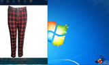 Women's High Waist Zip-Up Plaid Skinny Sweatpants
