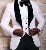 One Button Light Blue Plaid Wedding Groom Tuxedos Peak Lapel Groomsmen Mens Dinner Prom Suits (Jacket+Pants+Vest+Tie) NO:1476