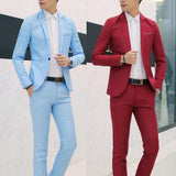(Jacket+Pant) Luxury Men Wedding Suit Male Blazers Suits For Men Costume Business Formal Party Blue Classic red - shopwishi 