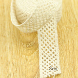 4YARD Apparel Sewing Fabric  DIY Ivory Cream Black Trim Cotton Crocheted Lace Fabric Ribbon Handmade Accessories Craft 11021