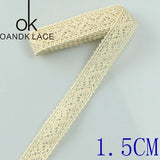 4YARD Apparel Sewing Fabric  DIY Ivory Cream Black Trim Cotton Crocheted Lace Fabric Ribbon Handmade Accessories Craft 11021