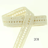 4YARD Apparel Sewing Fabric  DIY Ivory Cream Black Trim Cotton Crocheted Lace Fabric Ribbon Handmade Accessories Craft 11021