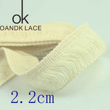 4YARD Apparel Sewing Fabric  DIY Ivory Cream Black Trim Cotton Crocheted Lace Fabric Ribbon Handmade Accessories Craft 11021