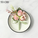 YO CHO Bridesmaid Boutonniere Silk Flower Wrist Corsage