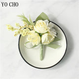 YO CHO Bridesmaid Boutonniere Silk Flower Wrist Corsage