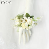 YO CHO Bridesmaid Boutonniere Silk Flower Wrist Corsage
