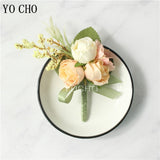 YO CHO Bridesmaid Boutonniere Silk Flower Wrist Corsage