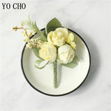YO CHO Bridesmaid Boutonniere Silk Flower Wrist Corsage