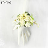 YO CHO Bridesmaid Boutonniere Silk Flower Wrist Corsage