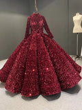 J66991 jancember formal dress for teenagers high neck long sleeve sequined red quinceanera dresses vestidos de quincea era 2020