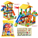 Big Particle Roof Blocks Compatible Duploed City House Big Size Slide Building Blocks Castle Brick Toys For Childre