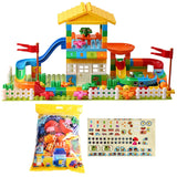 Big Particle Roof Blocks Compatible Duploed City House Big Size Slide Building Blocks Castle Brick Toys For Childre