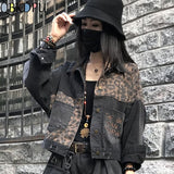 Vintage Black Leopard Women's Denim Jacket