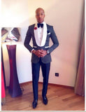 High Quality One Button White Paisley Groom Tuxedos Shawl Lapel Groomsmen Mens Suits Blazers (Jacket+Pants+Tie) W:715