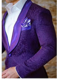 High Quality One Button White Paisley Groom Tuxedos Shawl Lapel Groomsmen Mens Suits Blazers (Jacket+Pants+Tie) W:715