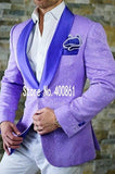 High Quality One Button White Paisley Groom Tuxedos Shawl Lapel Groomsmen Mens Suits Blazers (Jacket+Pants+Tie) W:715