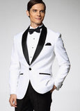 High Quality One Button White Paisley Groom Tuxedos Shawl Lapel Groomsmen Mens Suits Blazers (Jacket+Pants+Tie) W:715