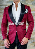 High Quality One Button White Paisley Groom Tuxedos Shawl Lapel Groomsmen Mens Suits Blazers (Jacket+Pants+Tie) W:715