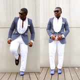 High Quality One Button White Paisley Groom Tuxedos Shawl Lapel Groomsmen Mens Suits Blazers (Jacket+Pants+Tie) W:715