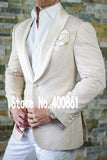 High Quality One Button White Paisley Groom Tuxedos Shawl Lapel Groomsmen Mens Suits Blazers (Jacket+Pants+Tie) W:715