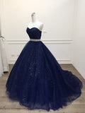 Luxury Navy blue Ball Gown Evening Dress 2020 Plus Size Custom Made