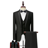 Shenrun Men Tuxedo Suit Slim Fit Shawl Lapel Fashion Formal Wedding Suits Groom Host Stage Business Party Banquet Costume Black