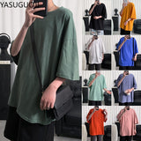 YASUGUOJI Plain Oversized T-Shirt for Men