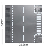 Classic City Road Street Baseplate Block Straight Crossroad Curve T-Junction DIY Assembly Building Blocks Parts Base Plate Gift