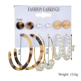 Exknl Women Earrings Set Acrylic Pearl Earrings For Women Bohemian Leopard Tassel Stud Earrings 2020 New Brincos Fashion Jewelry