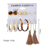 Exknl Women Earrings Set Acrylic Pearl Earrings For Women Bohemian Leopard Tassel Stud Earrings 2020 New Brincos Fashion Jewelry