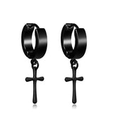1 pair Punk Black Multiple Styles Stainless/Titanium Steel Stud Earrings For Men and Women Gothic Street Pop Hip Hop Ear Jewelry - shopwishi 