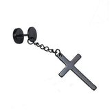 1 pair Punk Black Multiple Styles Stainless/Titanium Steel Stud Earrings For Men and Women Gothic Street Pop Hip Hop Ear Jewelry - shopwishi 