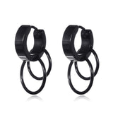 1 pair Punk Black Multiple Styles Stainless/Titanium Steel Stud Earrings For Men and Women Gothic Street Pop Hip Hop Ear Jewelry - shopwishi 