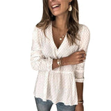 JODIMITTY V-Neck Casual Long-Sleeve Chiffon Blouse