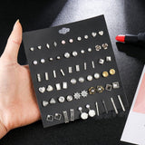 30Pairs/set Classic Mix Round Ball Bow Elephant Heart Flower Owl Love Pearl Bead Stud Earrings Sets For Women Girl Gifts Jewelry