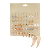 30Pairs/set Classic Mix Round Ball Bow Elephant Heart Flower Owl Love Pearl Bead Stud Earrings Sets For Women Girl Gifts Jewelry