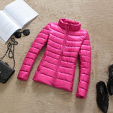 90% Ultra-light Plus Size Thin Down Jacket Women  Autumn Winter Slim Short