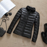 90% Ultra-light Plus Size Thin Down Jacket Women  Autumn Winter Slim Short
