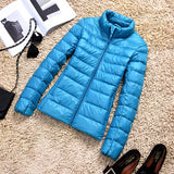 90% Ultra-light Plus Size Thin Down Jacket Women  Autumn Winter Slim Short
