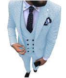 Mens suits Wave point Three Pieces Men Dress Suits Casual Commuter office business suits For Wedding(Blazer+Vest+Pants)