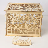 Wedding Card Boxes Wooden Box Wedding Supplies DIY Couple Deer Bird Flower Pattern Grid Business Card Wooden Box