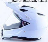 Motorcycle Bluetooth Helmets Full Face Helmet,Built-in Integrated Intercom Communication System FM radio,L size,Matte Black