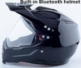 Motorcycle Bluetooth Helmets Full Face Helmet,Built-in Integrated Intercom Communication System FM radio,L size,Matte Black