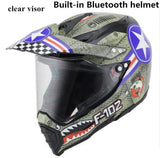 Motorcycle Bluetooth Helmets Full Face Helmet,Built-in Integrated Intercom Communication System FM radio,L size,Matte Black