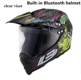 Motorcycle Bluetooth Helmets Full Face Helmet,Built-in Integrated Intercom Communication System FM radio,L size,Matte Black