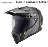 Motorcycle Bluetooth Helmets Full Face Helmet,Built-in Integrated Intercom Communication System FM radio,L size,Matte Black