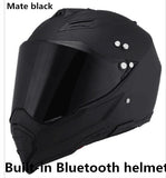 Motorcycle Bluetooth Helmets Full Face Helmet,Built-in Integrated Intercom Communication System FM radio,L size,Matte Black