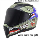 Motorcycle Bluetooth Helmets Full Face Helmet,Built-in Integrated Intercom Communication System FM radio,L size,Matte Black