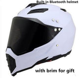 Motorcycle Bluetooth Helmets Full Face Helmet,Built-in Integrated Intercom Communication System FM radio,L size,Matte Black