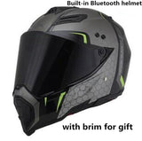 Motorcycle Bluetooth Helmets Full Face Helmet,Built-in Integrated Intercom Communication System FM radio,L size,Matte Black